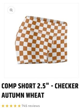 The Barbell Cartel Women’s 2.5” Comp Shorts Autumn Wheat Checkered Large